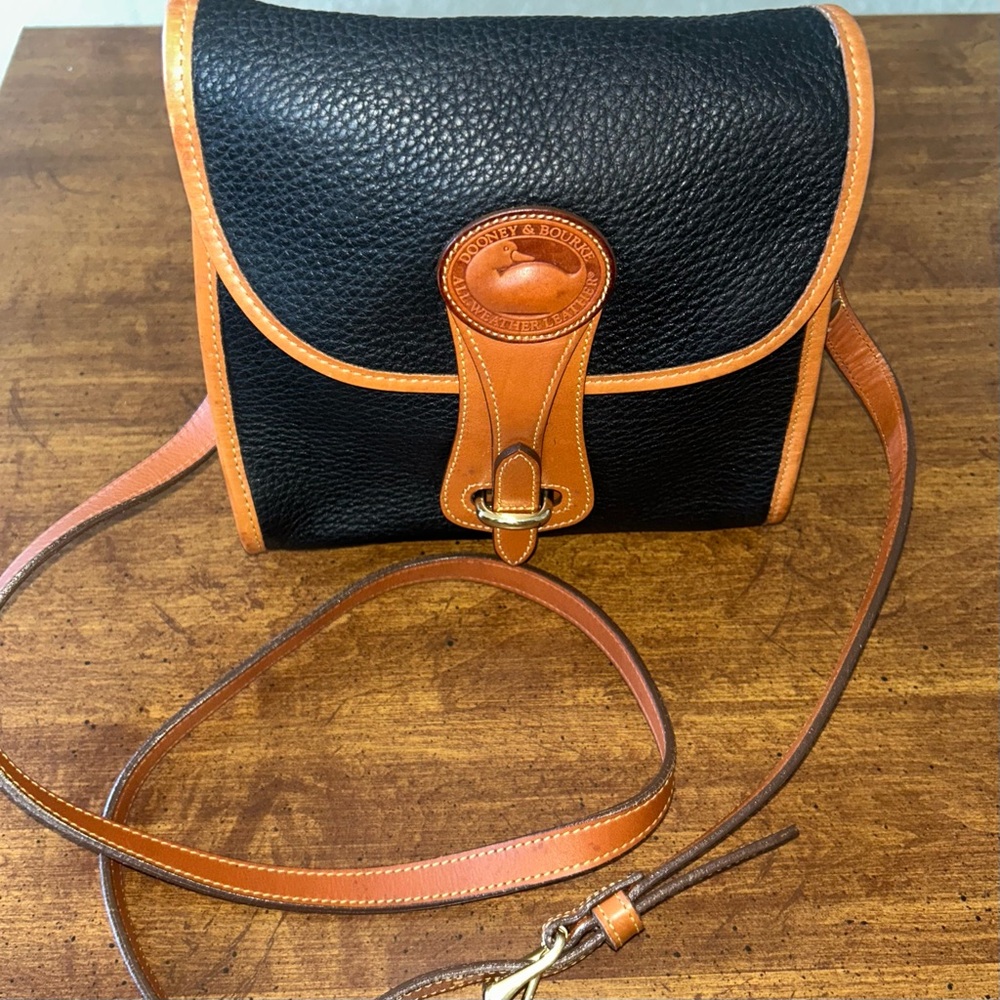 Vintage Dooney & Bourke Black and Brown Leather Duck Crossbody Purse